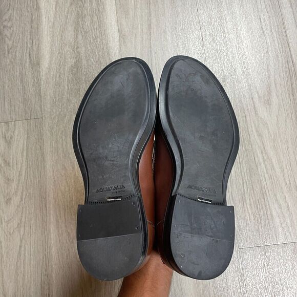 Aquatalia Loafers Mens 9.5 Brown Neil Leather Weatherproof Slip On Casual - Picture 9 of 10